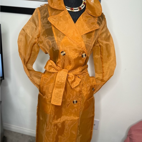 7 For All Mankind Orange Trench Coat - Picture 2 of 8